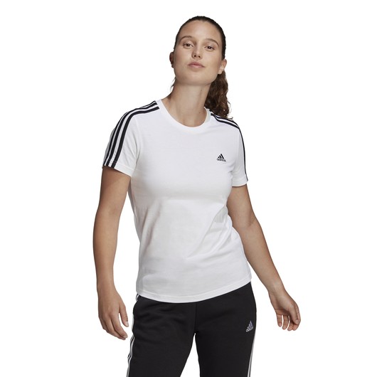 adidas LOUNGEWEAR Essentials Slim 3-Stripes Short-Sleeve Kadın Tişört