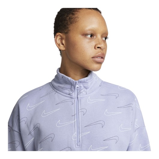 Nike Sportswear Fleece Metallic Swoosh Printed 1/4-Zip Kadın Sweatshirt