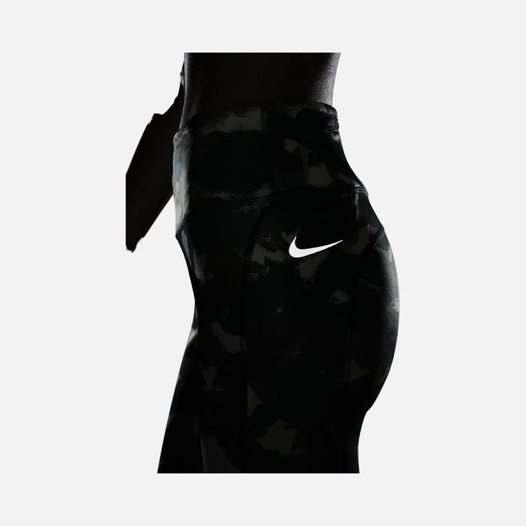 Nike Dri-Fit Fast Mid-Rise 7/8-Length Printed Running Kadın Tayt